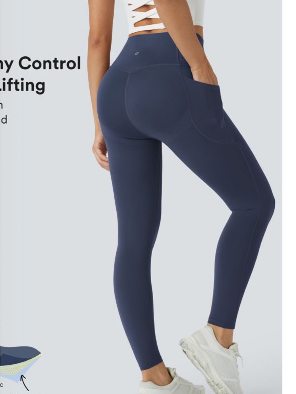 Halara UltraSculpt High Waisted Butt Lifting Pocket Shaping Leggings Small New